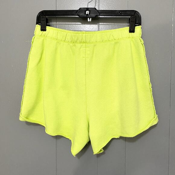 Aerie Neon Green Jersey Knit Comfy High Waisted Beach Party Sweat Shorts S - Picture 2 of 7